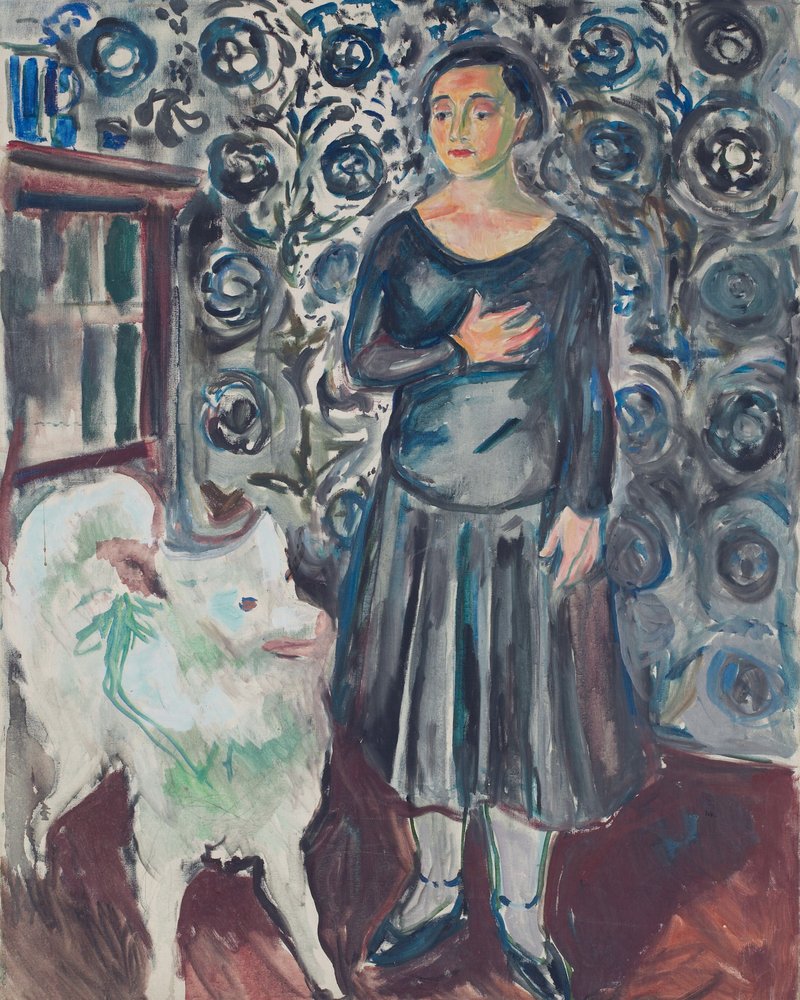 Peinture « Femme au Samoyède » d'Edvard Munch, 1929-1930